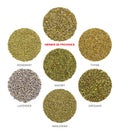 Herbes de Provence with single ingredients, herbal circles