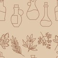 Herbs and condiment bottles icons pattern Royalty Free Stock Photo