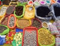 Herbs, potions and powders. Market in Pukara, Puno, Peru Royalty Free Stock Photo