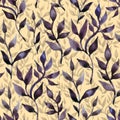 Herbs of Provence seamless pattern on yellow background