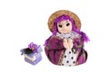 Herbs soap and scented sachets Lavender in the form of dolls f Royalty Free Stock Photo