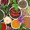 Herbs and Spices Abstract Food Background Royalty Free Stock Photo