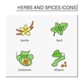 Herbs and spices color icons set Royalty Free Stock Photo