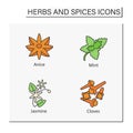 Herbs and spices color icons set Royalty Free Stock Photo
