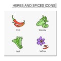 Herbs and spices color icons set Royalty Free Stock Photo