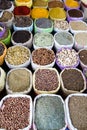 Herbs and spices exposed for sale -portrait- Royalty Free Stock Photo