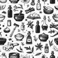 Herbs and Spices Illustration Seamless Pattern Royalty Free Stock Photo