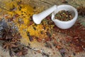 Herbs and spices - mortar and pestle