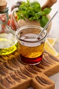 Herbs, spices with oil and vinegar Royalty Free Stock Photo