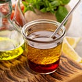 Herbs, spices with oil and vinegar Royalty Free Stock Photo