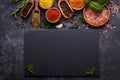 Herbs and spices over black Royalty Free Stock Photo