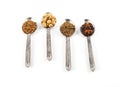 Herbs Spices Spoon Herb Spice, Various spices and herbs in silver spoons, ingredient