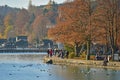 Autumn mood at the Attersee, many are looking for relaxation in sunny weather