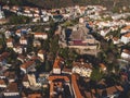 Herceg Novi town and Kotor bay, aerial drone view of Herzeg Novi panorama, Montenegro, with old town scenery, fortress mountains, Royalty Free Stock Photo