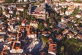 Herceg Novi town and Kotor bay, aerial drone view of Herzeg Novi panorama, Montenegro, with old town scenery, fortress mountains,