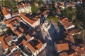 Herceg Novi town and Kotor bay, aerial drone view of Herzeg Novi panorama, Montenegro, with old town scenery, fortress mountains, Royalty Free Stock Photo