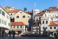 Herceg Novi town, Kotor bay, streets of Herzeg Novi, Montenegro, with old town scenery, church, Forte Mare fortress, Adriatic sea Royalty Free Stock Photo