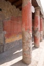 Herculaneum, Italy. Close up of wall and support pillars, in ruins of Roman town of Herculaneum / Ercolano near Naples, Italy.