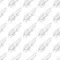 Hercules beetle vector seamless pattern isolated on white background