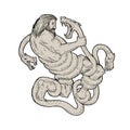 Hercules Fighting Lernaean Hydra Drawing