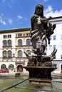 Hercules Fountain 1688 and Edelmann Palace Renaissance, Upper Square, Olomouc, Czech Republic Royalty Free Stock Photo