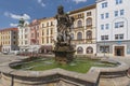 Hercules Fountain in front of Town Hall on Upper Square Horni Namesti in Olomouc, Moravia, Czech Republic.
