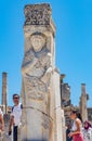 Hercules Gate Column Details in the Ancient Greek City Of Ephesus, Turkey.