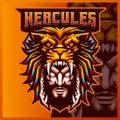 Hercules Heracles mascot esport logo design illustrations vector template, Lion logo for team game streamer youtuber banner twitch