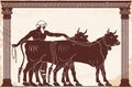 Hercules kidnaps herd of Gerion. Royalty Free Stock Photo