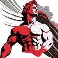 Hercules torso divine Heracles son of Zeus Jupiter, vector illustration