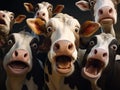 Herd of cows: All the cows look horrified and frightened