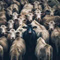 A herd of cows standing next to each other. Generative AI image. Royalty Free Stock Photo