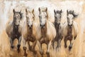 Herd of curious Thoroughbred mares. Horses in the wild Royalty Free Stock Photo