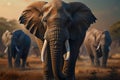 A herd of elephants. Royalty Free Stock Photo