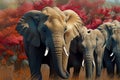 A herd of elephants. Royalty Free Stock Photo