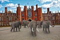 Herd of elephants outside Hampton Court Palace