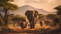 A Herd of Elephants Walking Across a Dirt Road Royalty Free Stock Photo