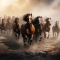 A herd of galloping horses Royalty Free Stock Photo