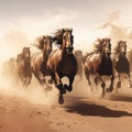 A herd of galloping horses Royalty Free Stock Photo