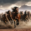 A herd of galloping horses Royalty Free Stock Photo