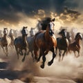 A herd of galloping horses Royalty Free Stock Photo