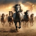 A herd of galloping horses Royalty Free Stock Photo