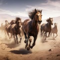 A herd of galloping horses Royalty Free Stock Photo