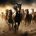 A herd of galloping horses Royalty Free Stock Photo