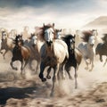 A herd of galloping horses Royalty Free Stock Photo