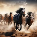 A herd of galloping horses Royalty Free Stock Photo