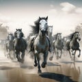A herd of galloping horses Royalty Free Stock Photo