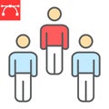 Herd immunity color line icon, social and community, people vector icon, vector graphics, editable stroke filled outline