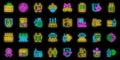 Herd immunity icons set vector neon