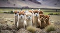 Herd of llamas in the andes mountains Royalty Free Stock Photo